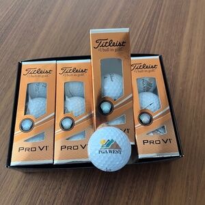 Titleist ProV1 Golf Balls NEW-4 sleeves (12 balls) with great PGA West logo